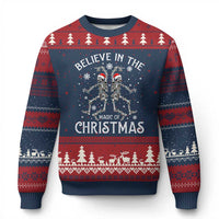 Funny Believe In The Magic Of Xmas Ugly Christmas Sweater Xmas Skeleton - Wonder Print Shop