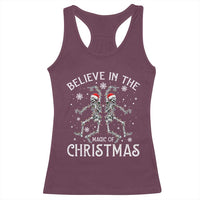 Funny Believe In The Magic Of Christmas Racerback Tank Top Xmas Skeleton - Wonder Print Shop