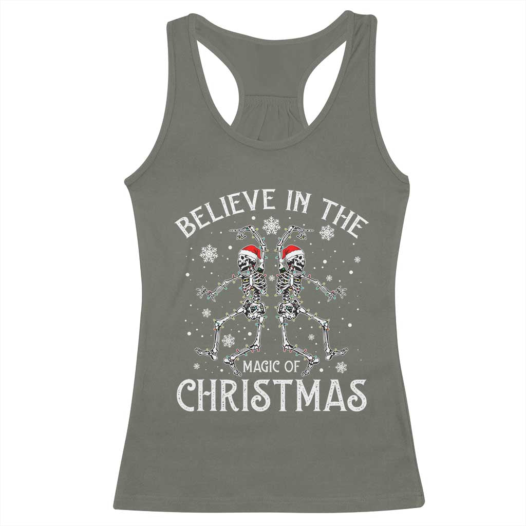 Funny Believe In The Magic Of Christmas Racerback Tank Top Xmas Skeleton - Wonder Print Shop