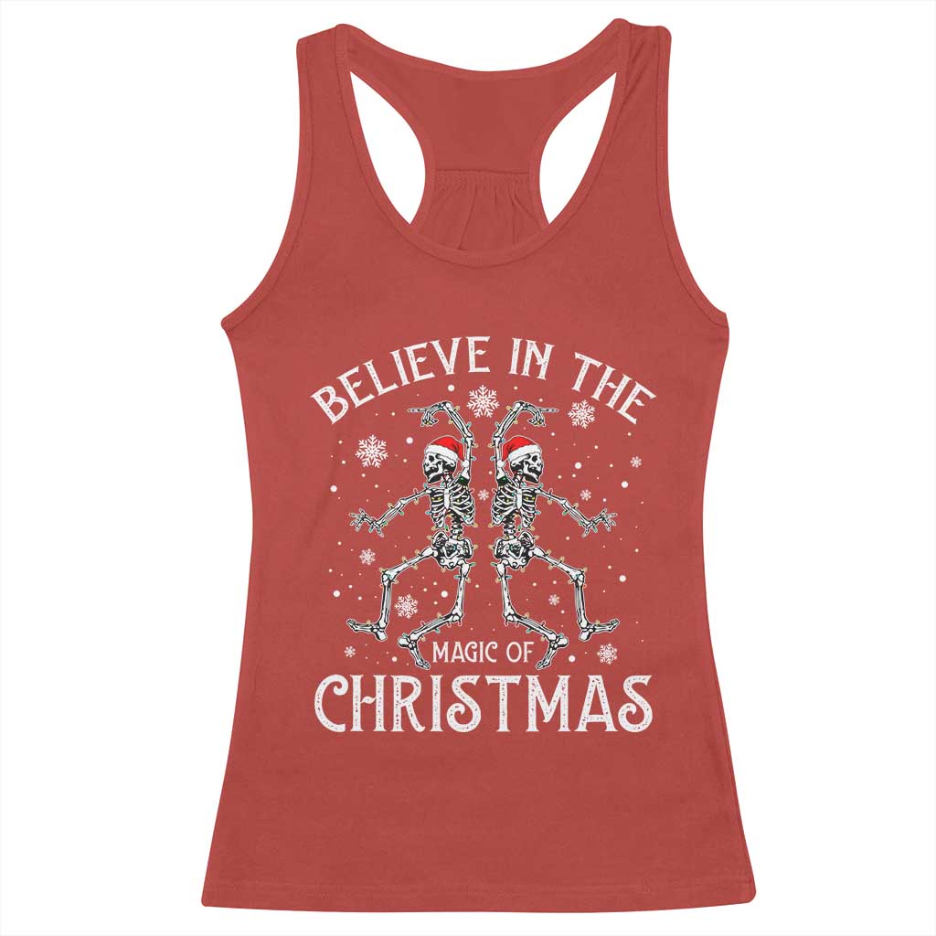 Funny Believe In The Magic Of Christmas Racerback Tank Top Xmas Skeleton - Wonder Print Shop