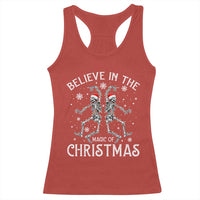 Funny Believe In The Magic Of Christmas Racerback Tank Top Xmas Skeleton - Wonder Print Shop
