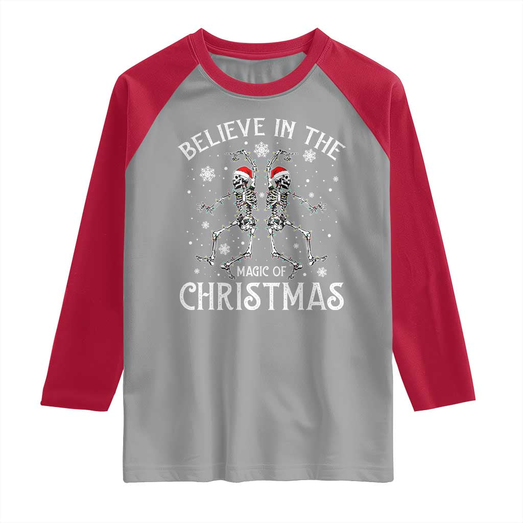 Funny Believe In The Magic Of Christmas Raglan Shirt Xmas Skeleton - Wonder Print Shop
