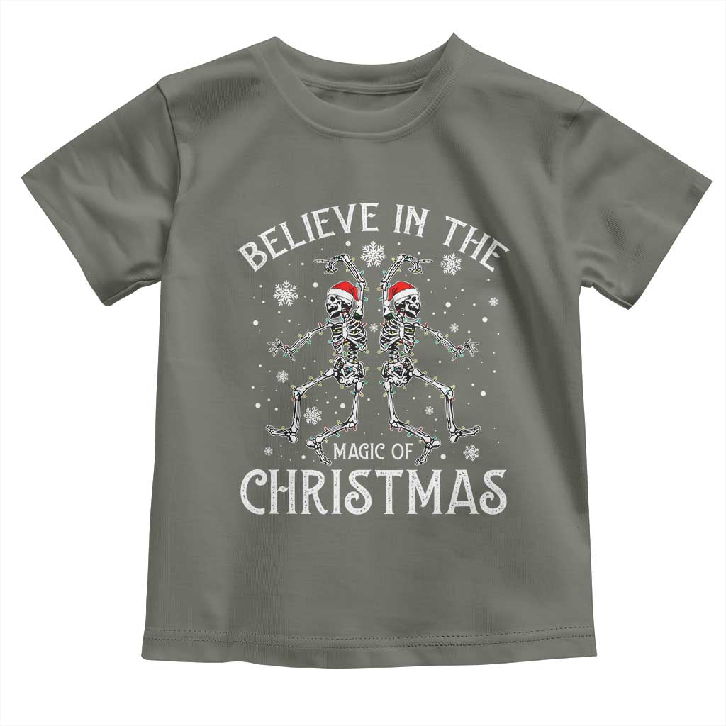 Funny Believe In The Magic Of Christmas Toddler T Shirt Xmas Skeleton - Wonder Print Shop
