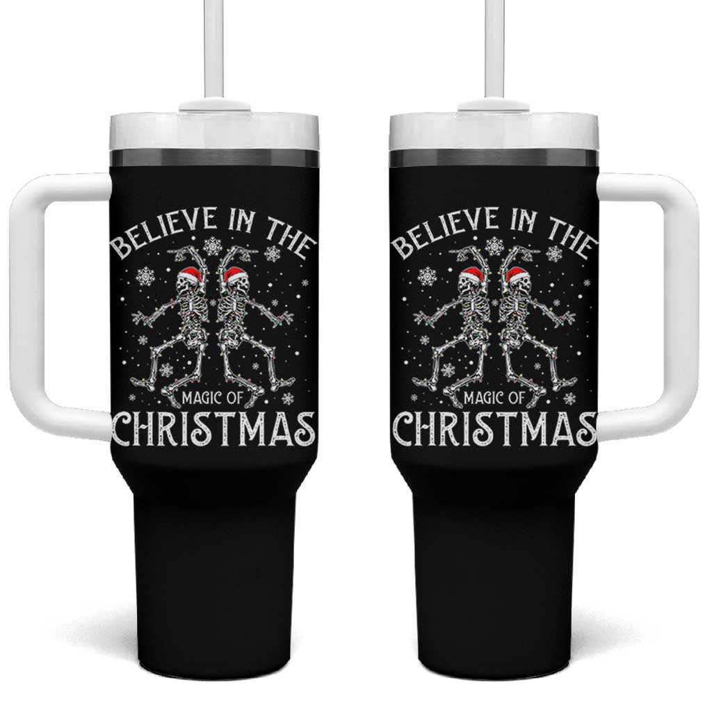 Funny Believe In The Magic Of Christmas Tumbler With Handle Xmas Skeleton - Wonder Print Shop