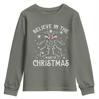 Funny Believe In The Magic Of Christmas Youth Sweatshirt Xmas Skeleton - Wonder Print Shop