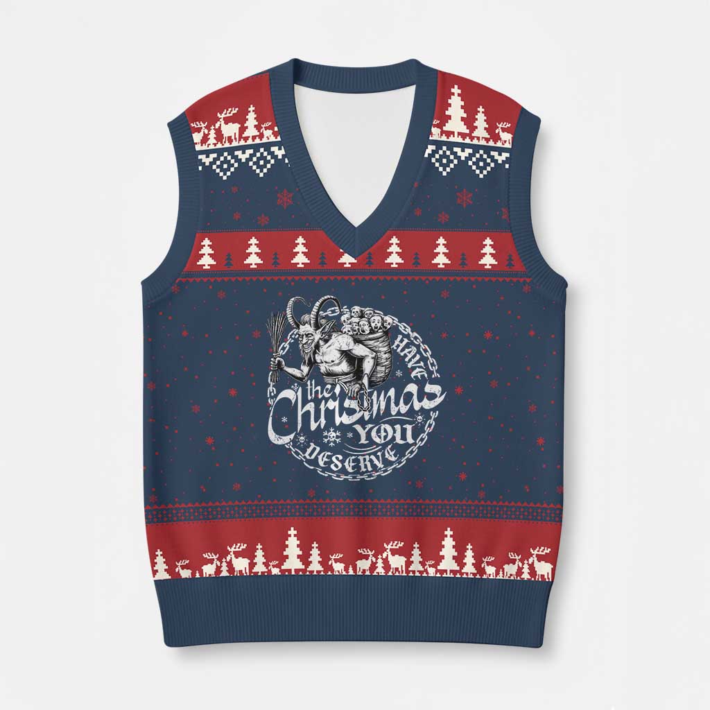 Nordic Xmas Krampus V-Neck Knit Sweater Vest Have The Xmas You Deserve Horror Xmas - Wonder Print Shop