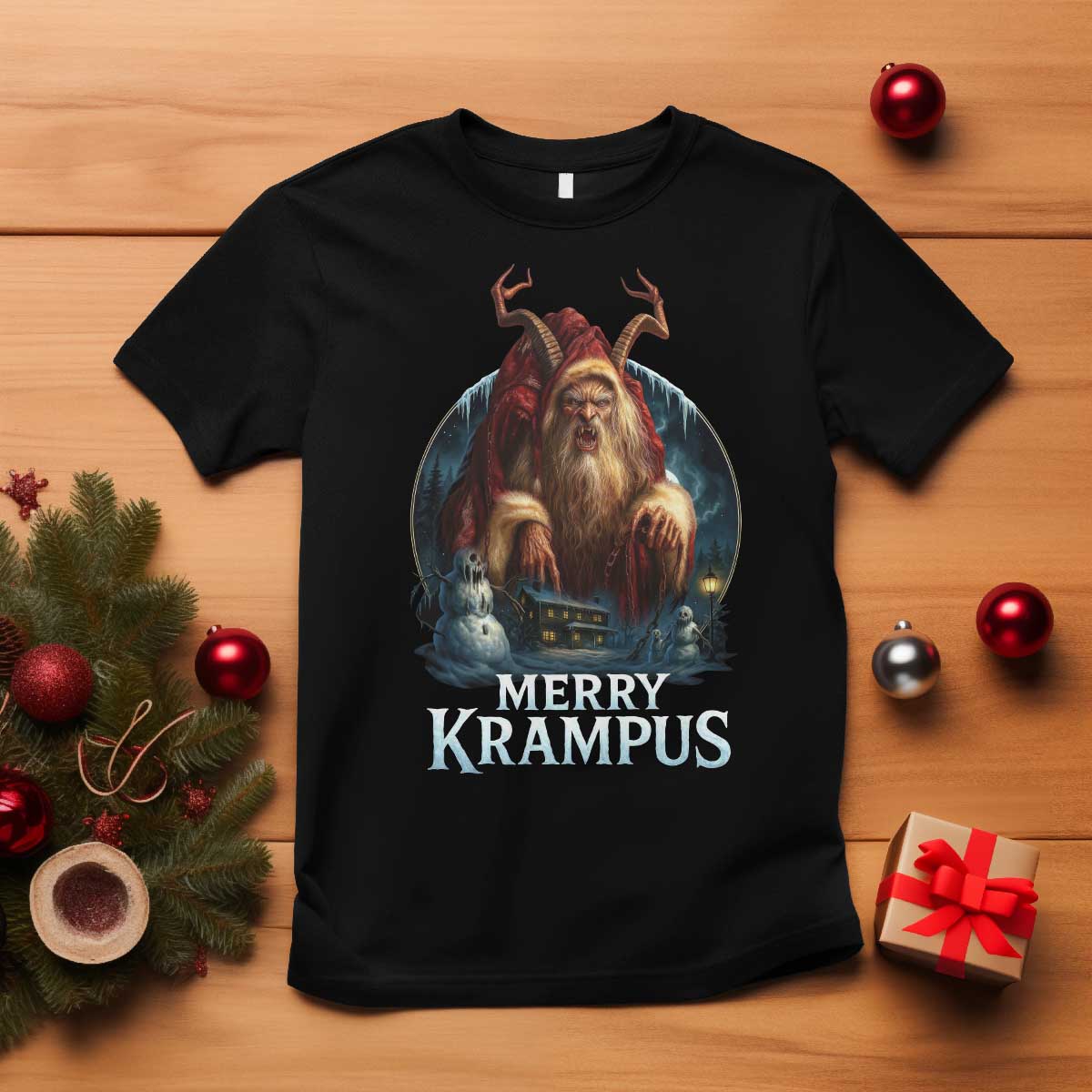 Christmas Krampus T Shirt Merry Krampus Pagan Yule Nordic Xmas - Wonder Print Shop