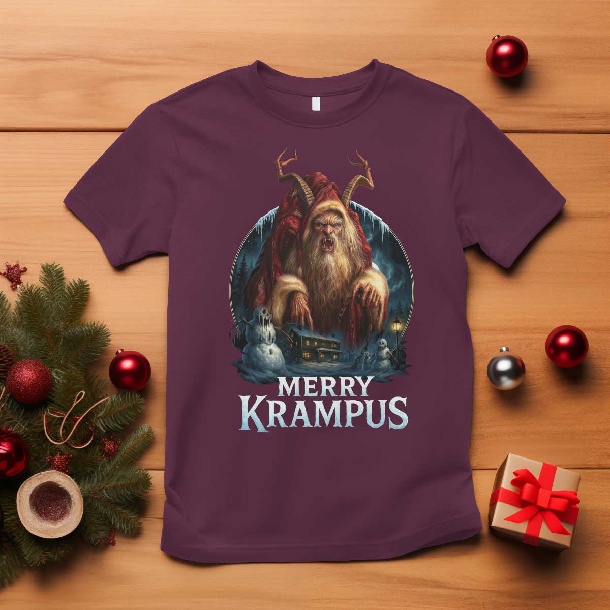 Christmas Krampus T Shirt Merry Krampus Pagan Yule Nordic Xmas - Wonder Print Shop