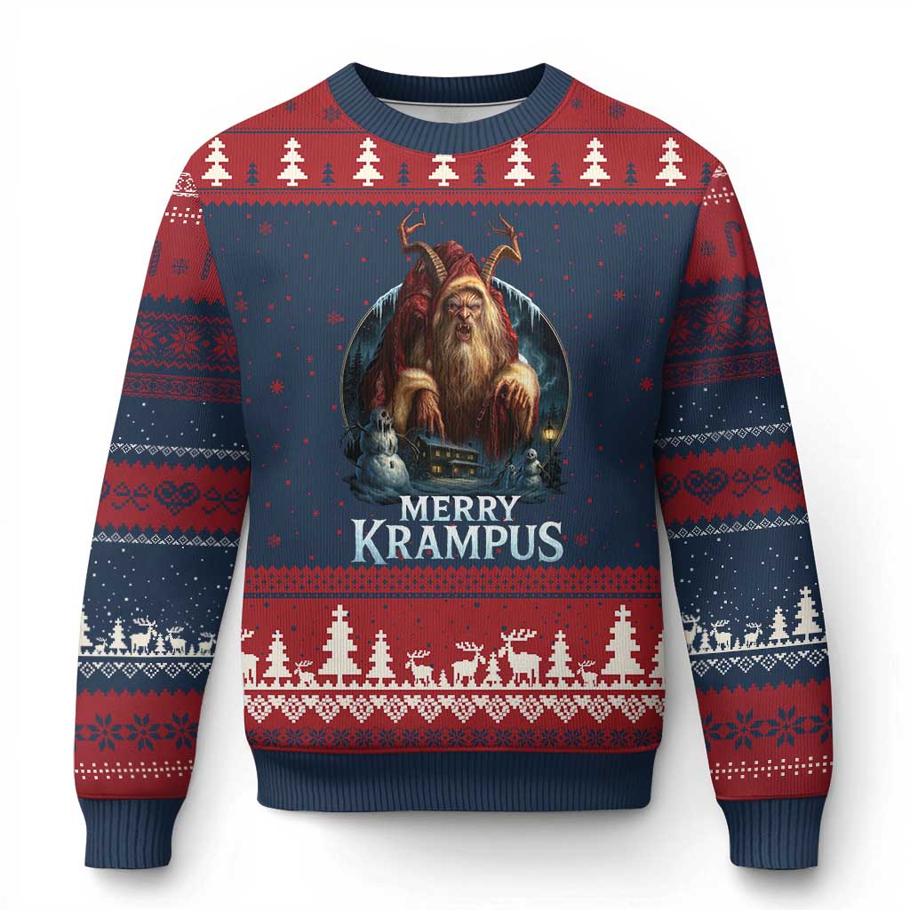 Xmas Krampus Ugly Christmas Sweater Merry Krampus Pagan Yule Nordic Xmas - Wonder Print Shop