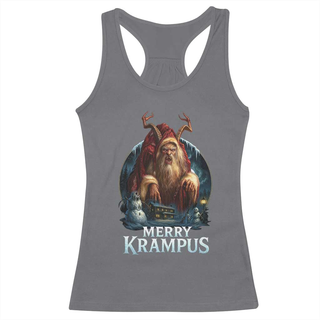 Christmas Krampus Racerback Tank Top Merry Krampus Pagan Yule Nordic Xmas - Wonder Print Shop