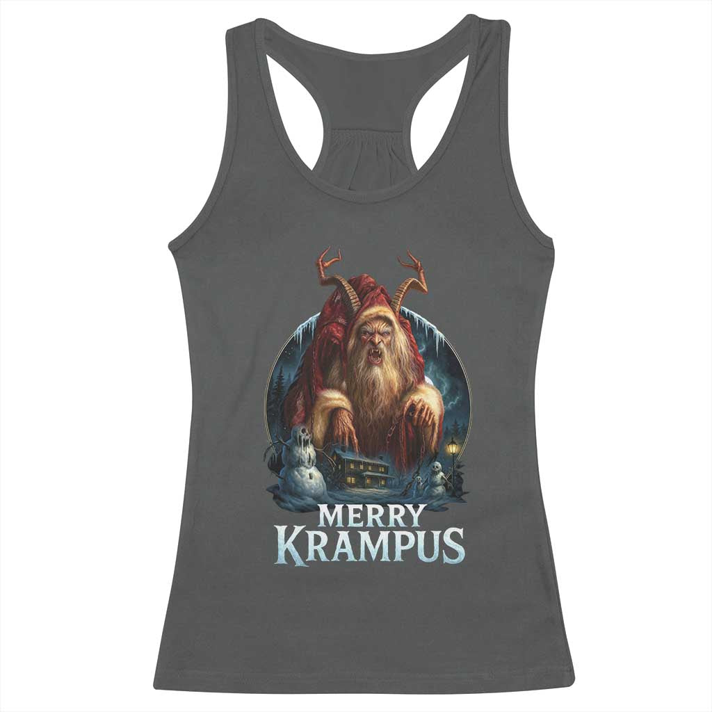 Christmas Krampus Racerback Tank Top Merry Krampus Pagan Yule Nordic Xmas - Wonder Print Shop