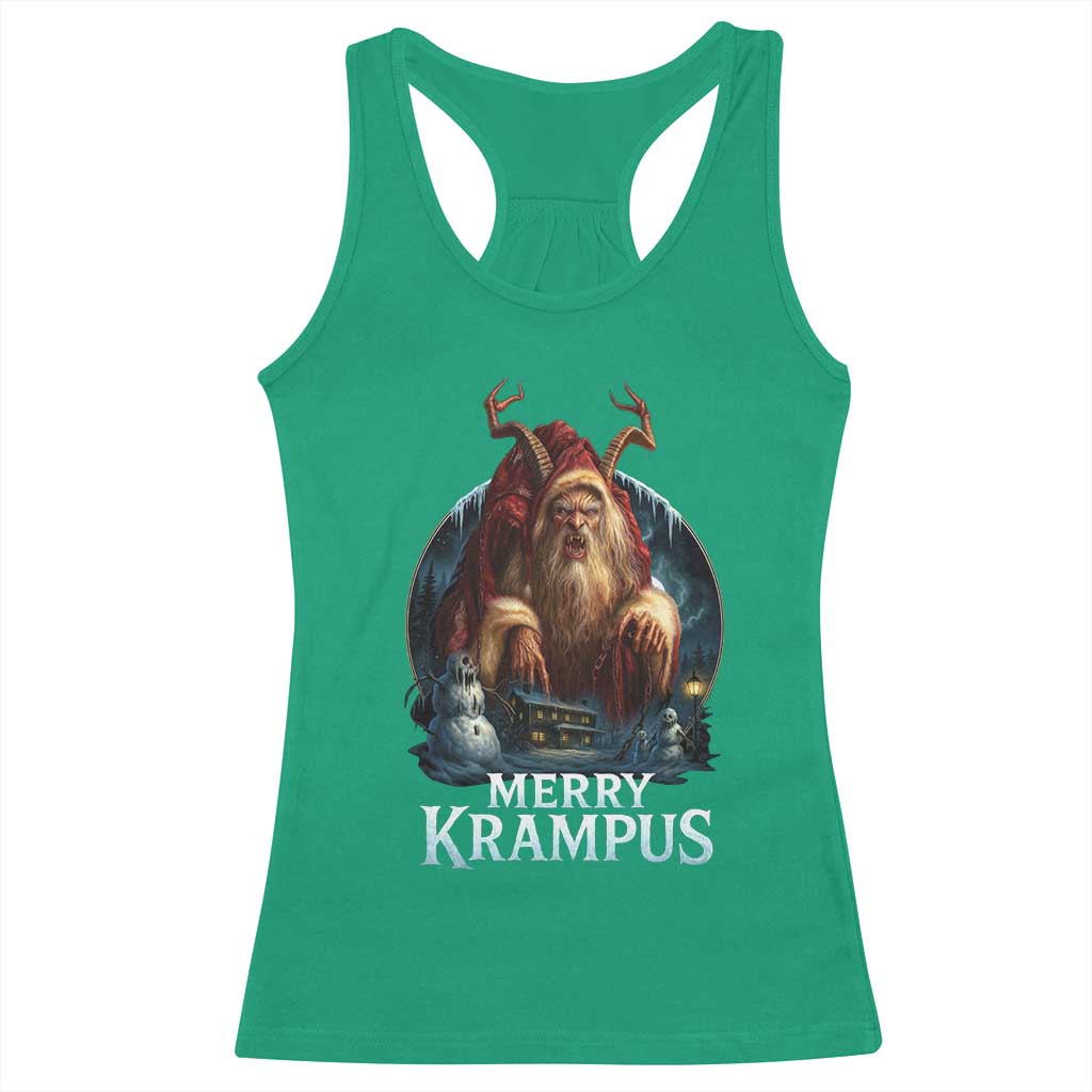 Christmas Krampus Racerback Tank Top Merry Krampus Pagan Yule Nordic Xmas - Wonder Print Shop