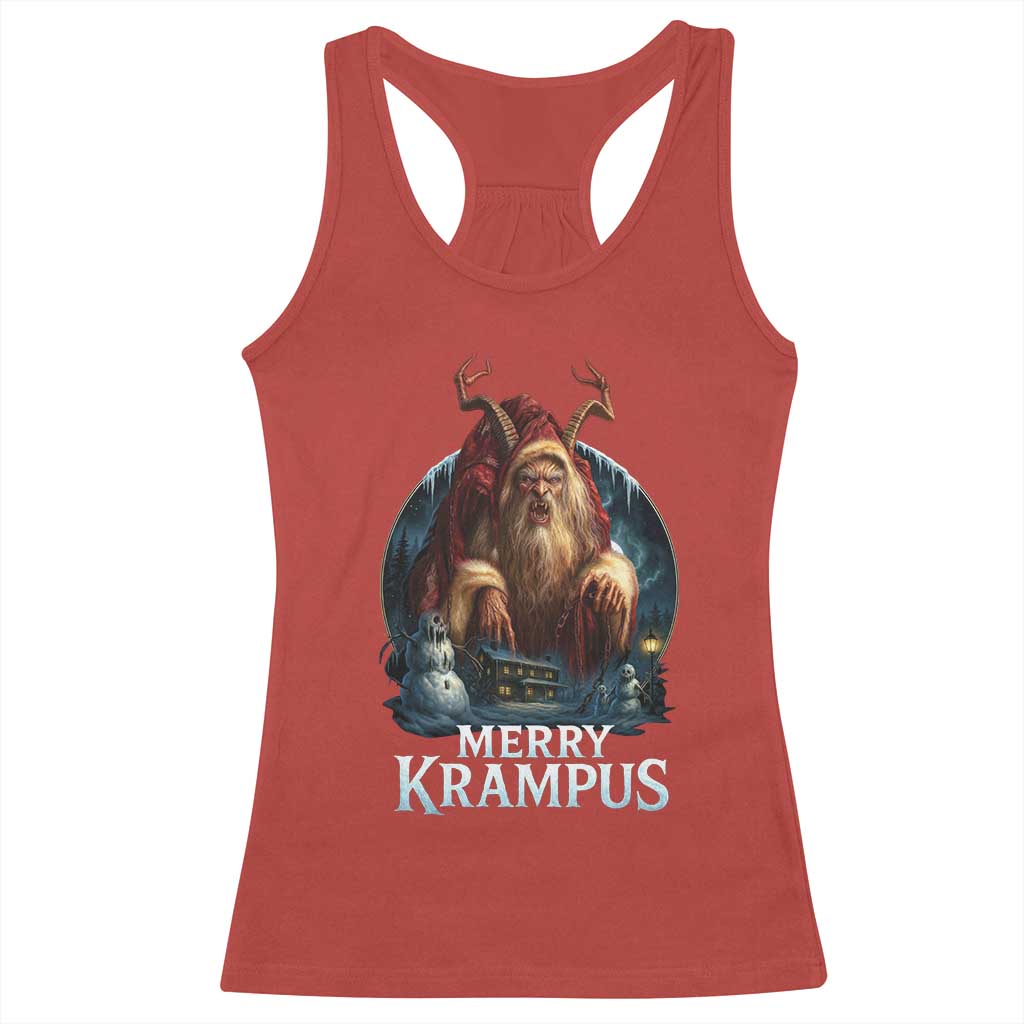 Christmas Krampus Racerback Tank Top Merry Krampus Pagan Yule Nordic Xmas - Wonder Print Shop