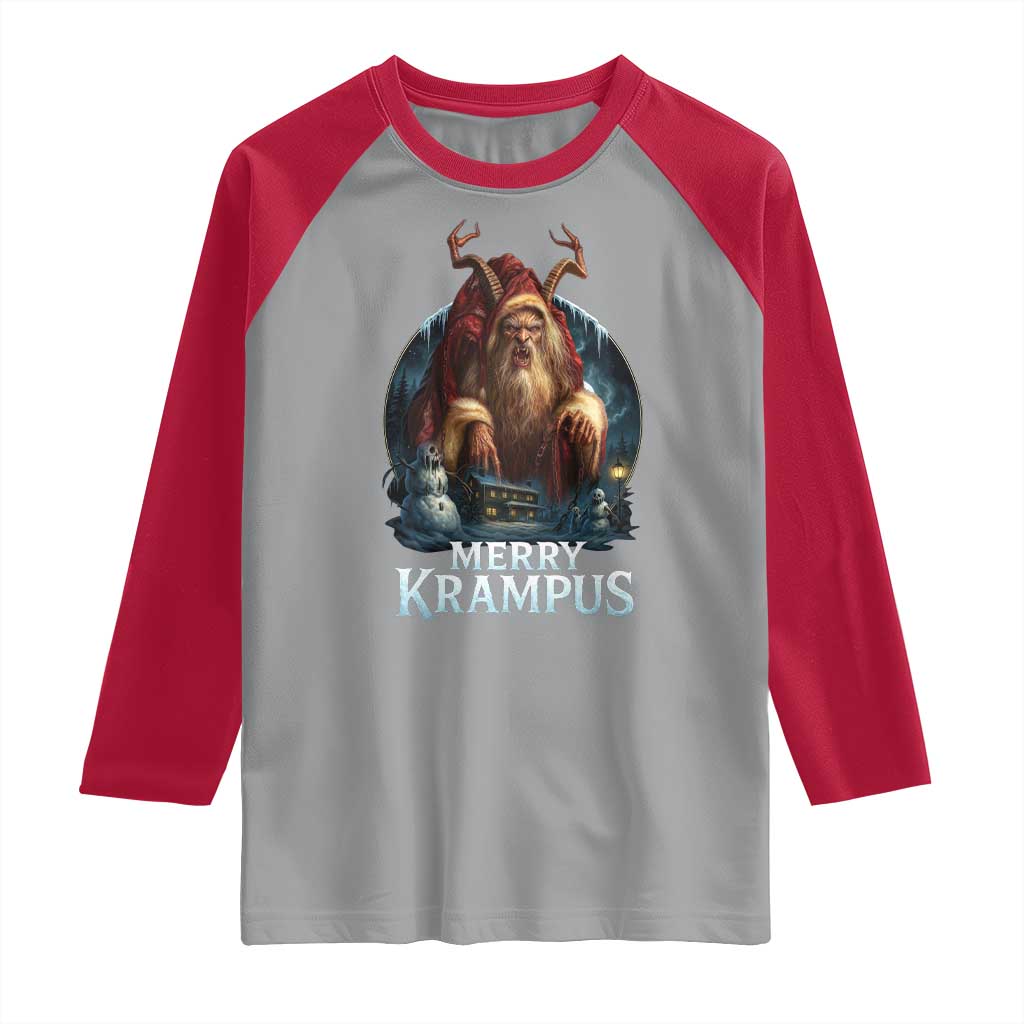 Christmas Krampus Raglan Shirt Merry Krampus Pagan Yule Nordic Xmas - Wonder Print Shop