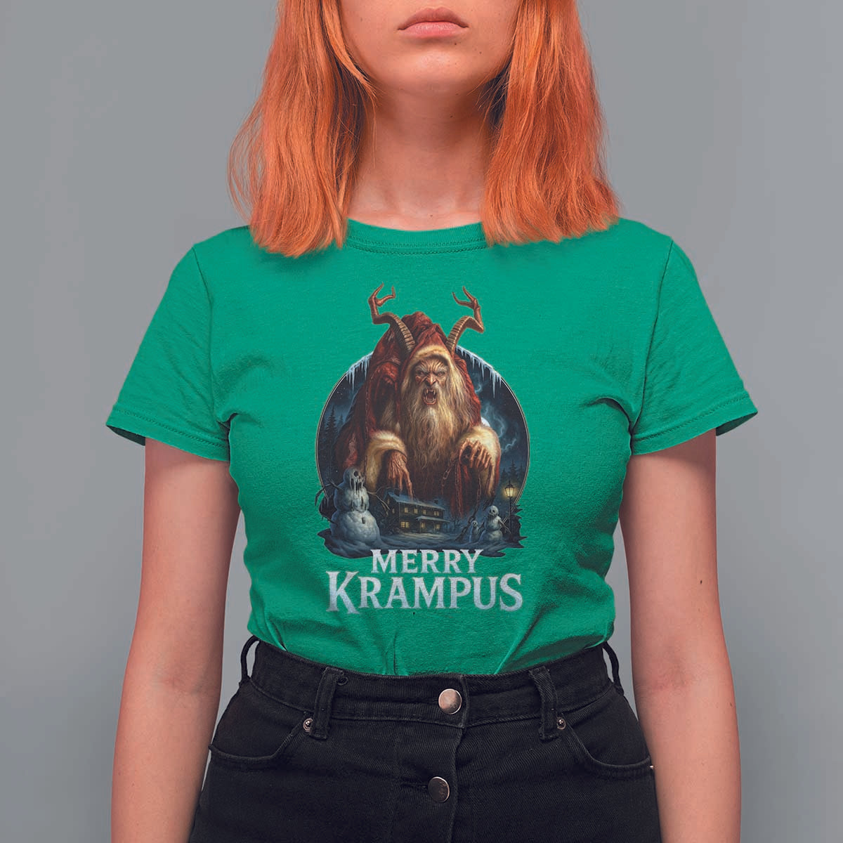 Christmas Krampus T Shirt For Women Merry Krampus Pagan Yule Nordic Xmas - Wonder Print Shop