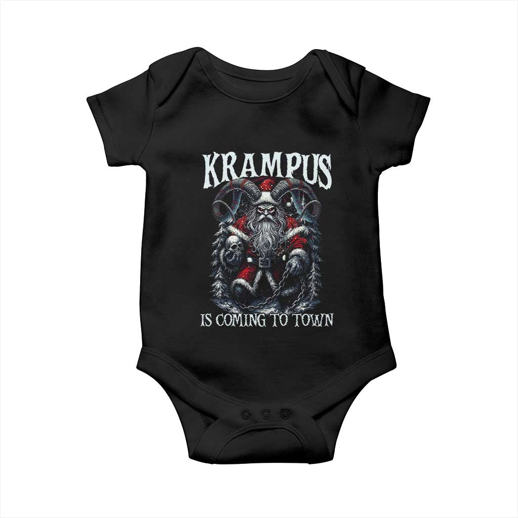 Nordic Christmas Krampus Baby Onesie Krampus Is Coming To Town Horror Holiday Xmas - Wonder Print Shop