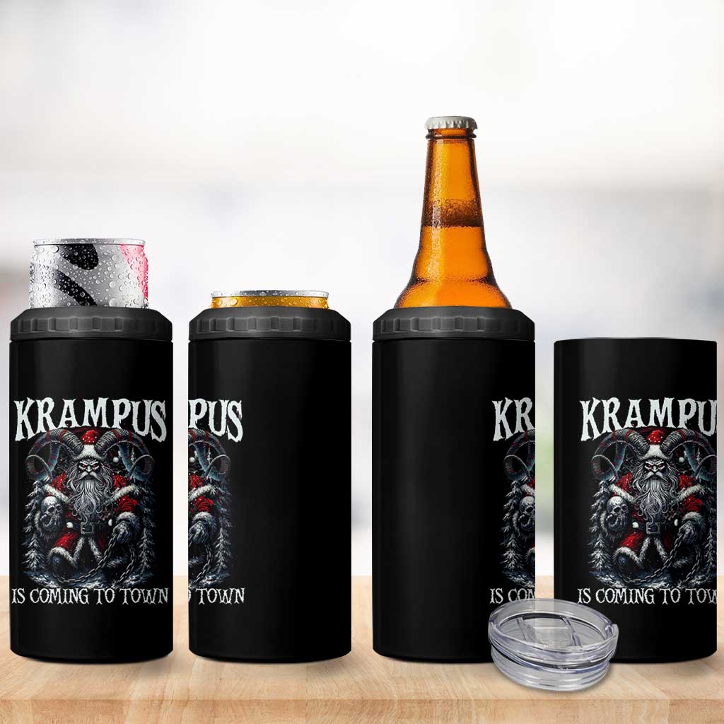 Nordic Christmas Krampus 4 in 1 Can Cooler Tumbler Krampus Is Coming To Town Horror Holiday Xmas - Wonder Print Shop