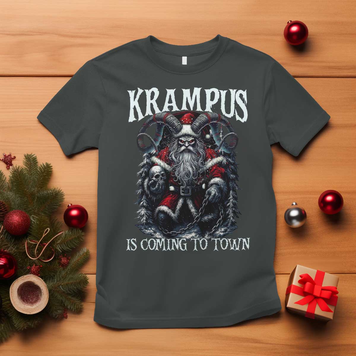 Nordic Christmas Krampus T Shirt Krampus Is Coming To Town Horror Holiday Xmas - Wonder Print Shop