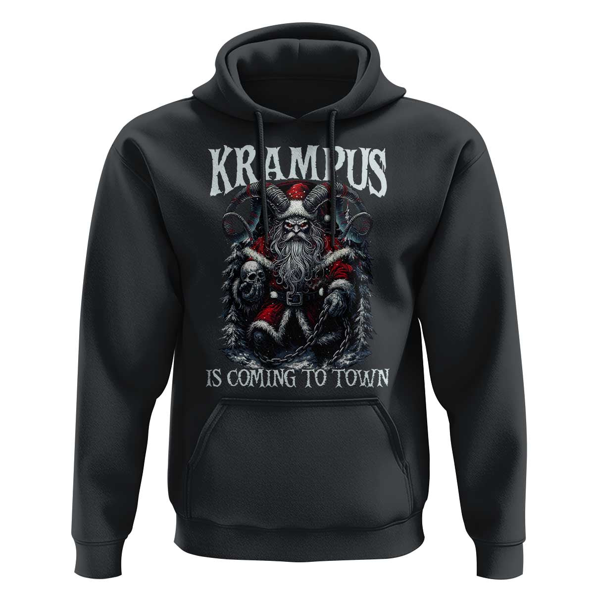 Nordic Christmas Krampus Hoodie Krampus Is Coming To Town Horror Holiday Xmas - Wonder Print Shop