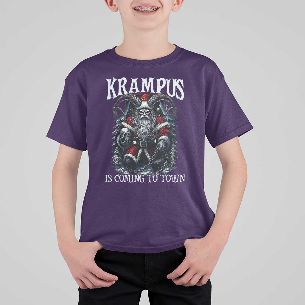 Nordic Christmas Krampus T Shirt For Kid Krampus Is Coming To Town Horror Holiday Xmas - Wonder Print Shop