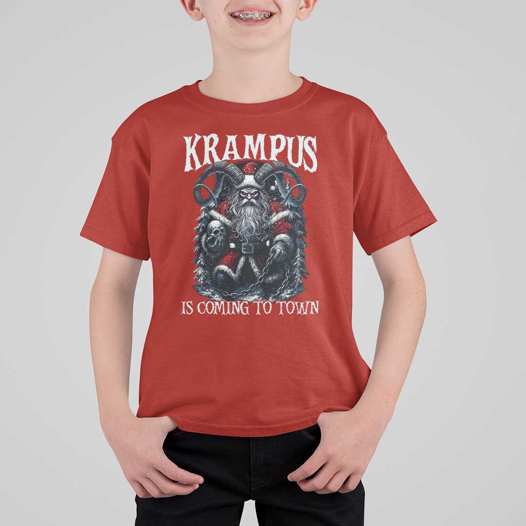 Nordic Christmas Krampus T Shirt For Kid Krampus Is Coming To Town Horror Holiday Xmas - Wonder Print Shop