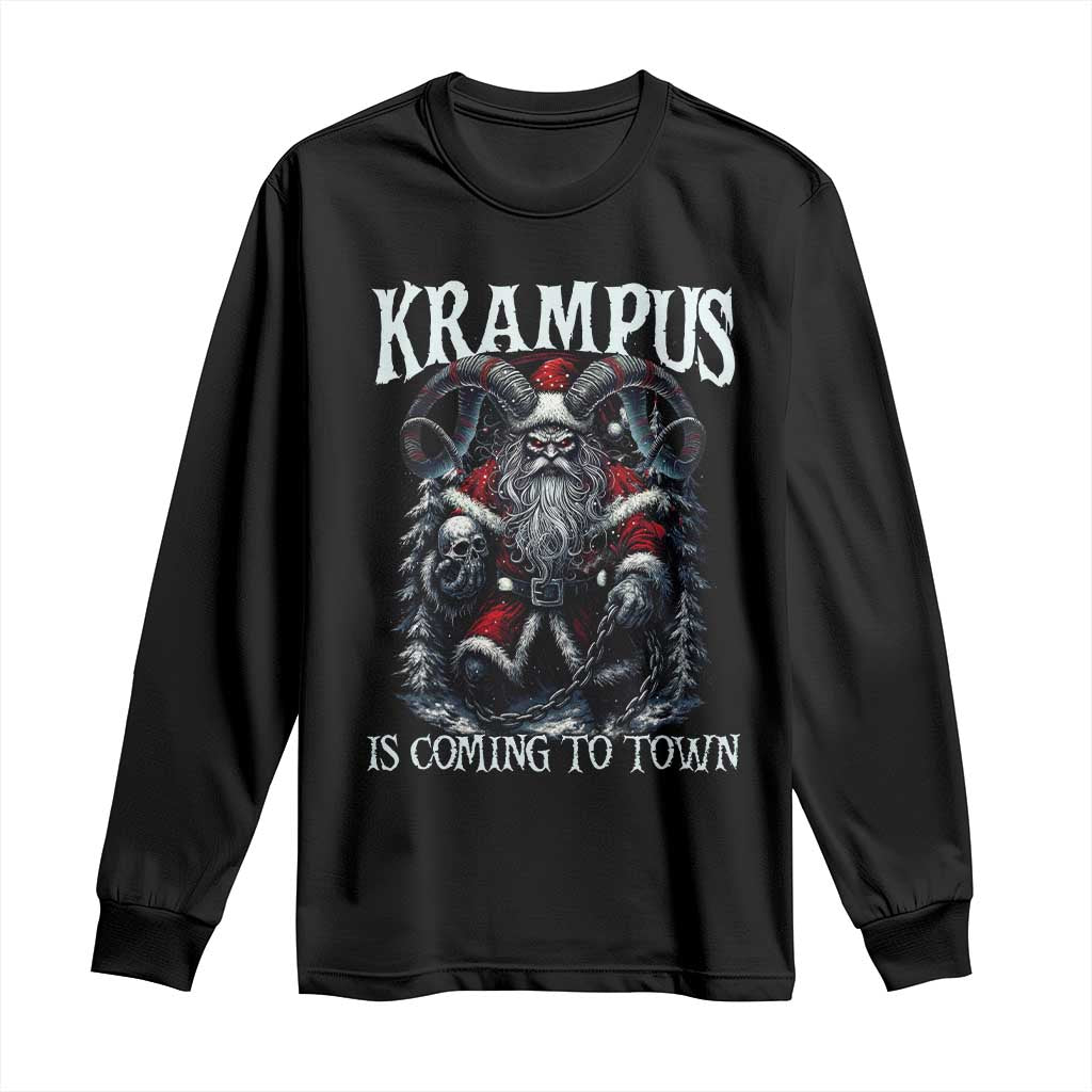 Nordic Christmas Krampus Long Sleeve Shirt Krampus Is Coming To Town Horror Holiday Xmas - Wonder Print Shop
