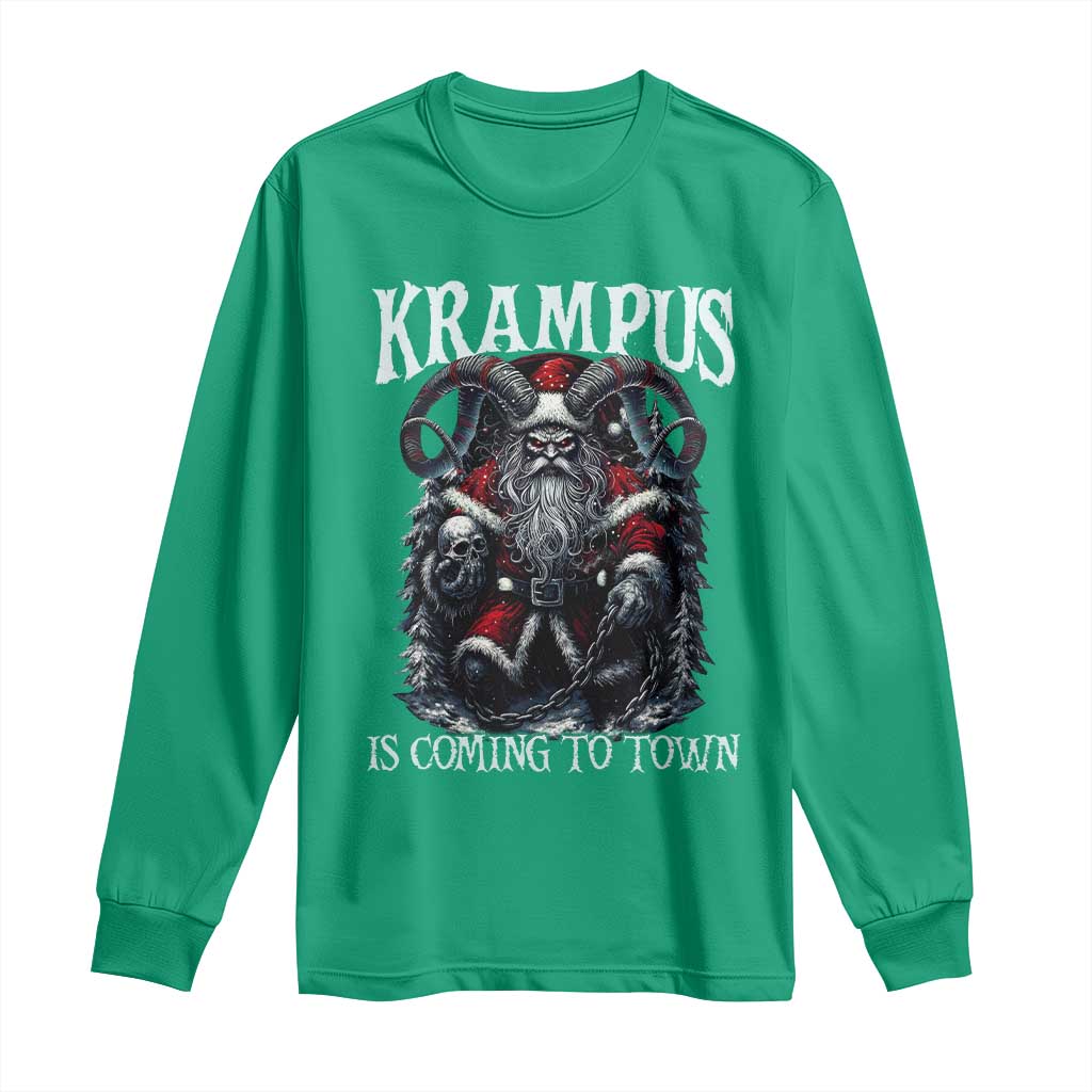 Nordic Christmas Krampus Long Sleeve Shirt Krampus Is Coming To Town Horror Holiday Xmas - Wonder Print Shop