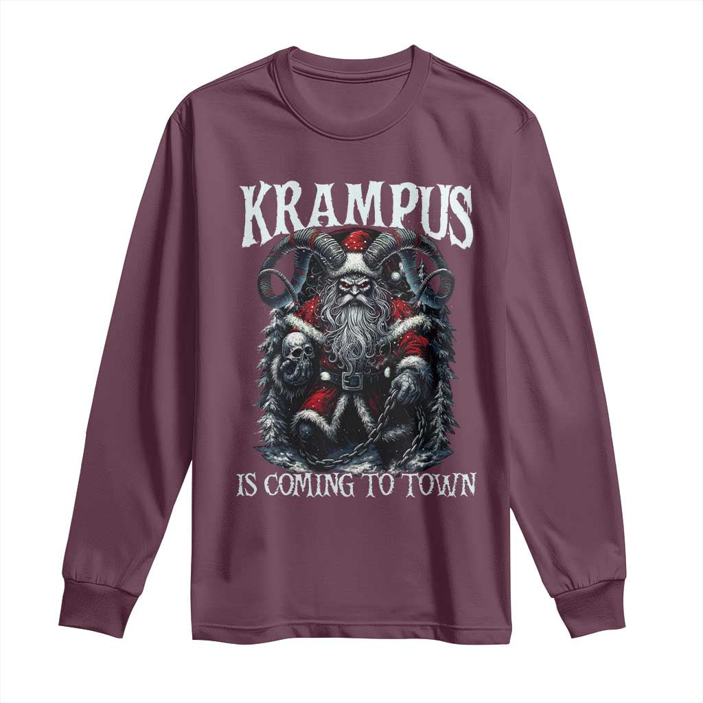 Nordic Christmas Krampus Long Sleeve Shirt Krampus Is Coming To Town Horror Holiday Xmas - Wonder Print Shop