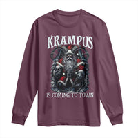 Nordic Christmas Krampus Long Sleeve Shirt Krampus Is Coming To Town Horror Holiday Xmas - Wonder Print Shop