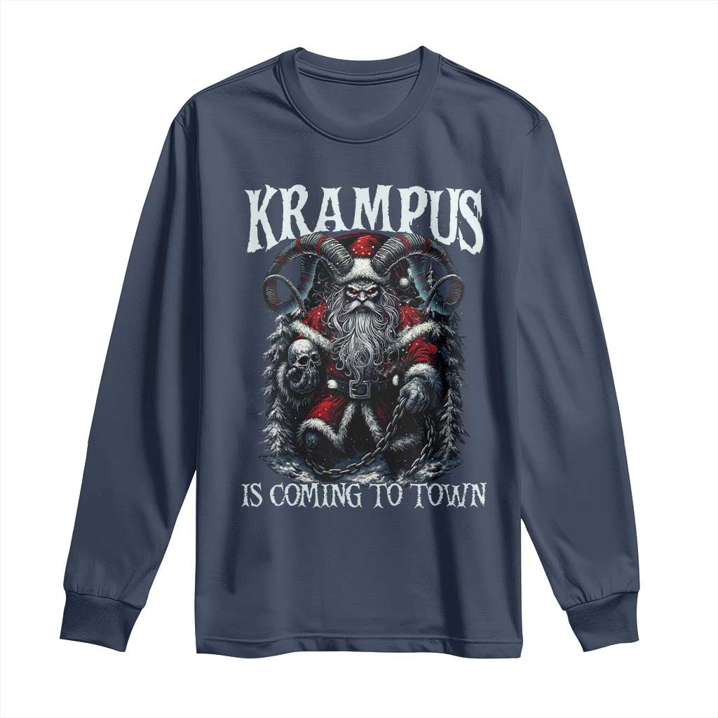 Nordic Christmas Krampus Long Sleeve Shirt Krampus Is Coming To Town Horror Holiday Xmas - Wonder Print Shop