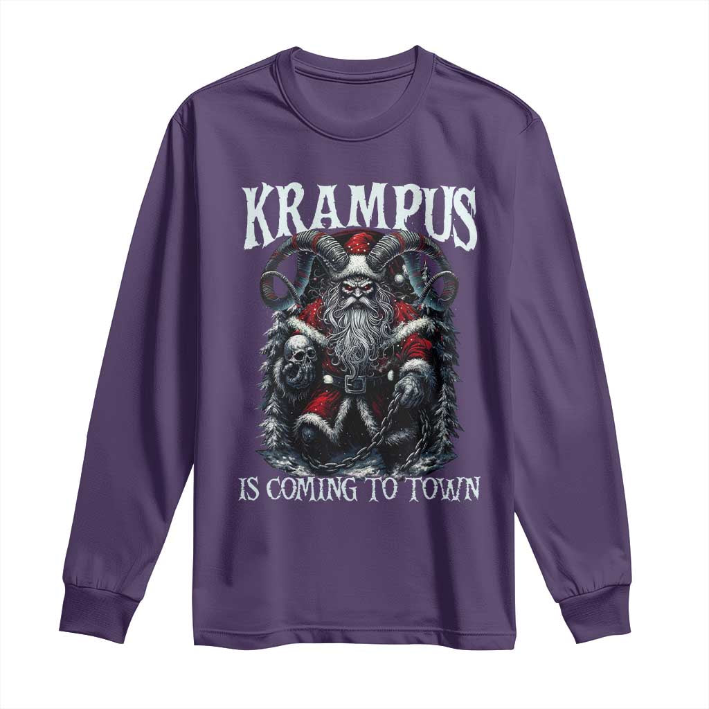 Nordic Christmas Krampus Long Sleeve Shirt Krampus Is Coming To Town Horror Holiday Xmas - Wonder Print Shop