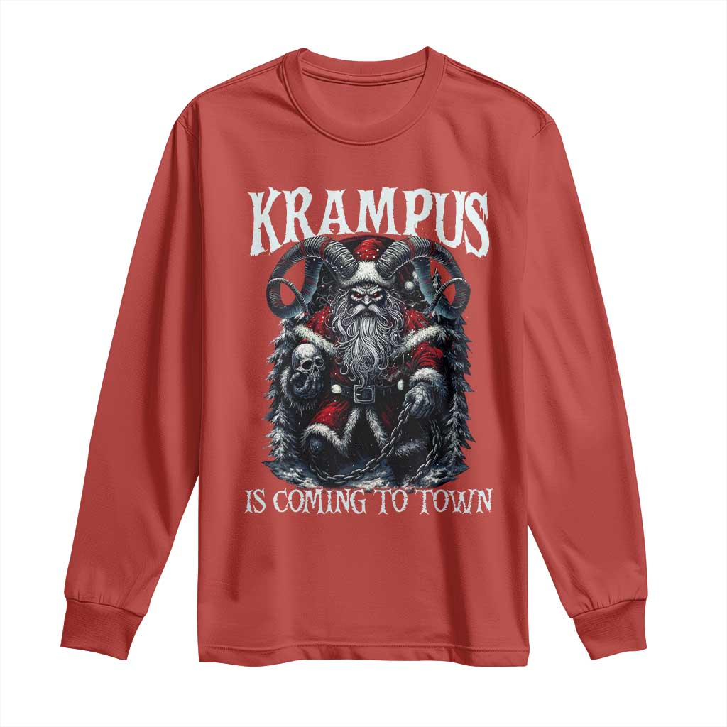 Nordic Christmas Krampus Long Sleeve Shirt Krampus Is Coming To Town Horror Holiday Xmas - Wonder Print Shop