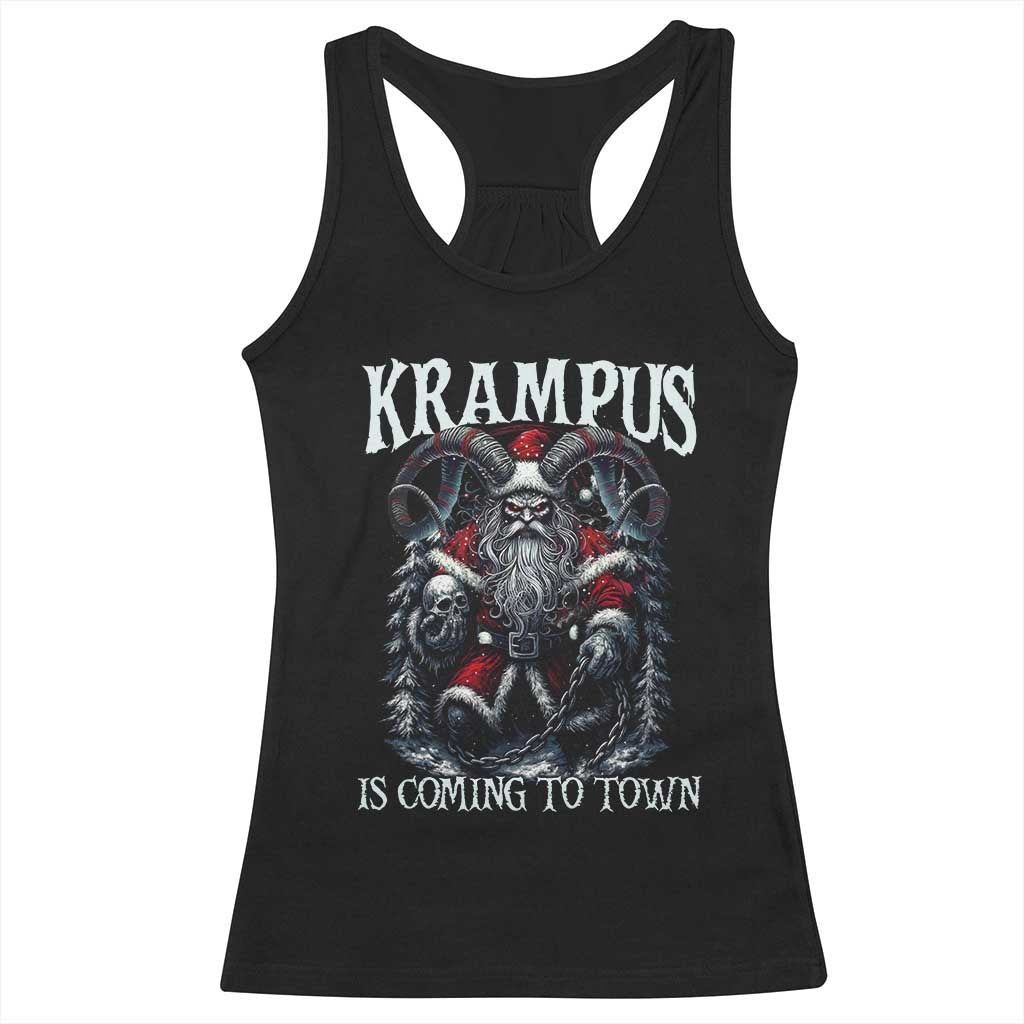 Nordic Christmas Krampus Racerback Tank Top Krampus Is Coming To Town Horror Holiday Xmas - Wonder Print Shop