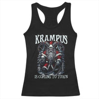 Nordic Christmas Krampus Racerback Tank Top Krampus Is Coming To Town Horror Holiday Xmas - Wonder Print Shop