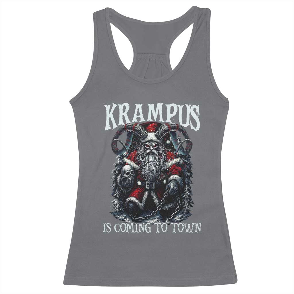 Nordic Christmas Krampus Racerback Tank Top Krampus Is Coming To Town Horror Holiday Xmas - Wonder Print Shop
