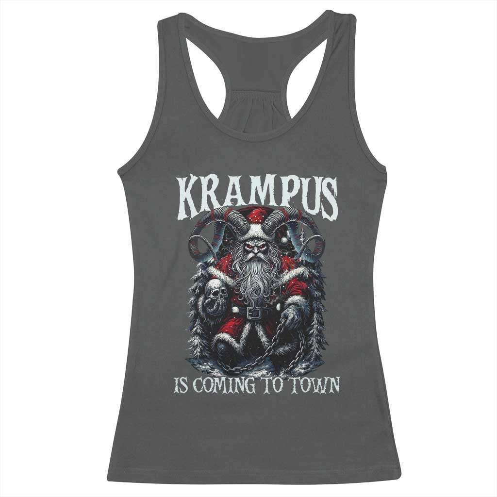 Nordic Christmas Krampus Racerback Tank Top Krampus Is Coming To Town Horror Holiday Xmas - Wonder Print Shop
