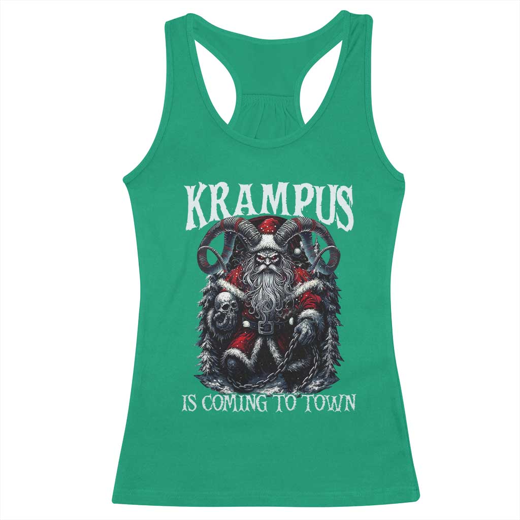 Nordic Christmas Krampus Racerback Tank Top Krampus Is Coming To Town Horror Holiday Xmas - Wonder Print Shop