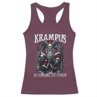 Nordic Christmas Krampus Racerback Tank Top Krampus Is Coming To Town Horror Holiday Xmas - Wonder Print Shop