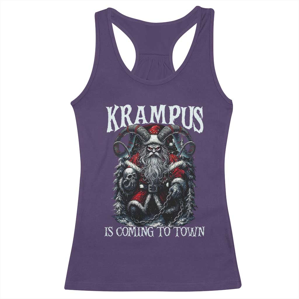 Nordic Christmas Krampus Racerback Tank Top Krampus Is Coming To Town Horror Holiday Xmas - Wonder Print Shop