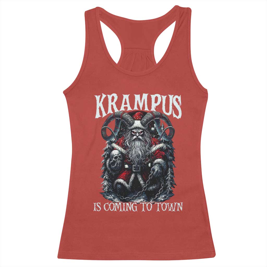 Nordic Christmas Krampus Racerback Tank Top Krampus Is Coming To Town Horror Holiday Xmas - Wonder Print Shop