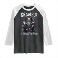 Nordic Christmas Krampus Raglan Shirt Krampus Is Coming To Town Horror Holiday Xmas - Wonder Print Shop