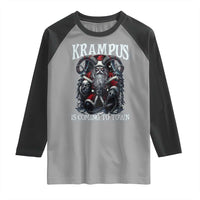 Nordic Christmas Krampus Raglan Shirt Krampus Is Coming To Town Horror Holiday Xmas - Wonder Print Shop
