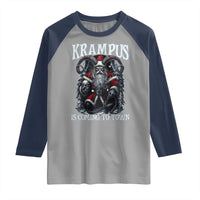 Nordic Christmas Krampus Raglan Shirt Krampus Is Coming To Town Horror Holiday Xmas - Wonder Print Shop