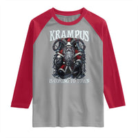Nordic Christmas Krampus Raglan Shirt Krampus Is Coming To Town Horror Holiday Xmas - Wonder Print Shop