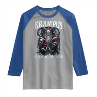 Nordic Christmas Krampus Raglan Shirt Krampus Is Coming To Town Horror Holiday Xmas - Wonder Print Shop