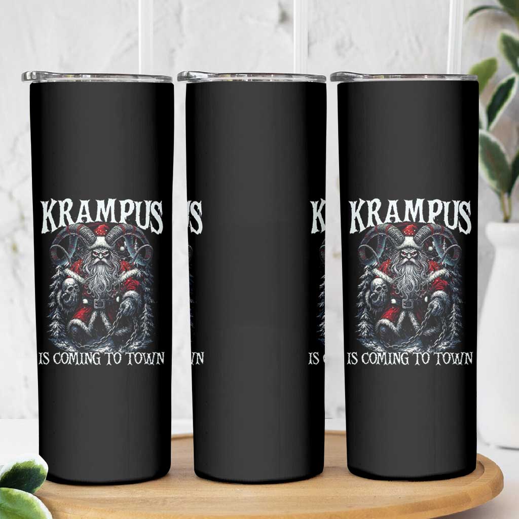 Nordic Christmas Krampus Skinny Tumbler Krampus Is Coming To Town Horror Holiday Xmas - Wonder Print Shop