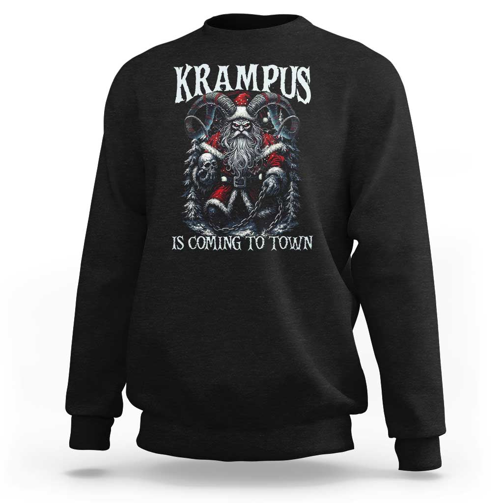 Nordic Christmas Krampus Sweatshirt Krampus Is Coming To Town Horror Holiday Xmas - Wonder Print Shop