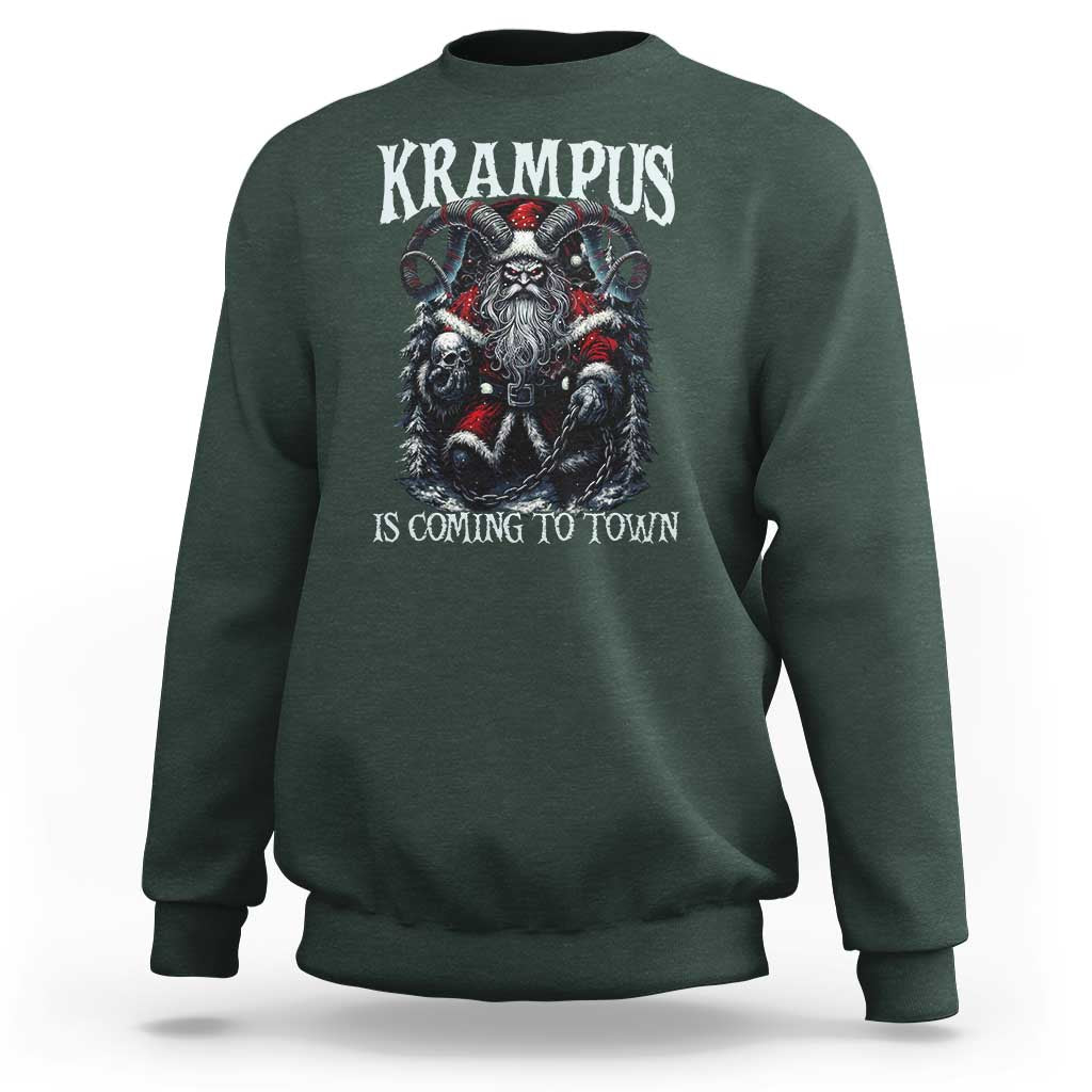 Nordic Christmas Krampus Sweatshirt Krampus Is Coming To Town Horror Holiday Xmas - Wonder Print Shop