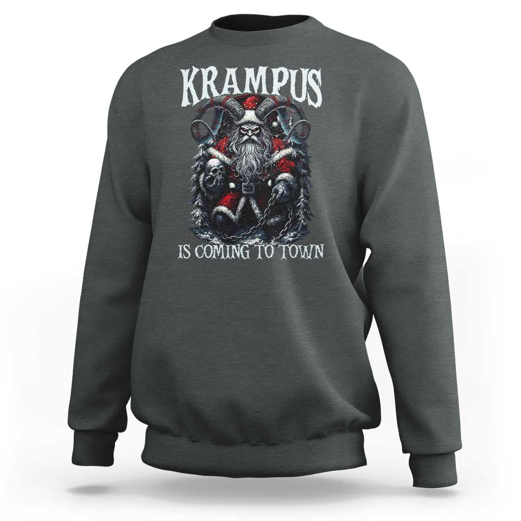 Nordic Christmas Krampus Sweatshirt Krampus Is Coming To Town Horror Holiday Xmas - Wonder Print Shop