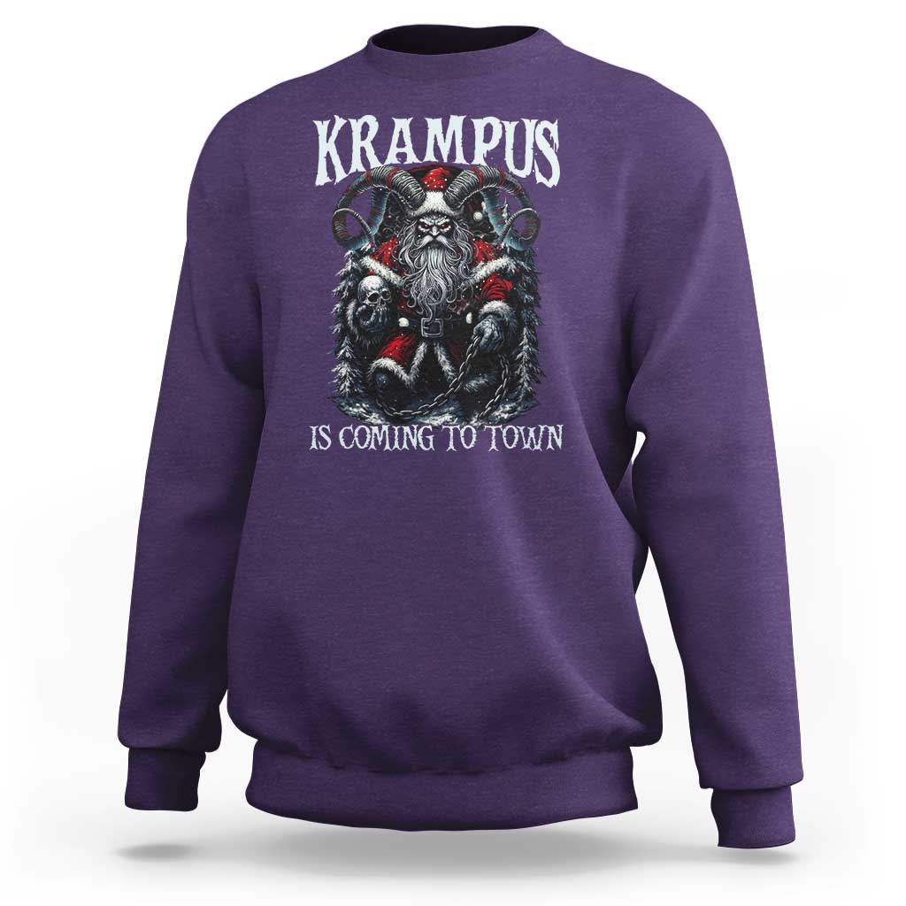 Nordic Christmas Krampus Sweatshirt Krampus Is Coming To Town Horror Holiday Xmas - Wonder Print Shop
